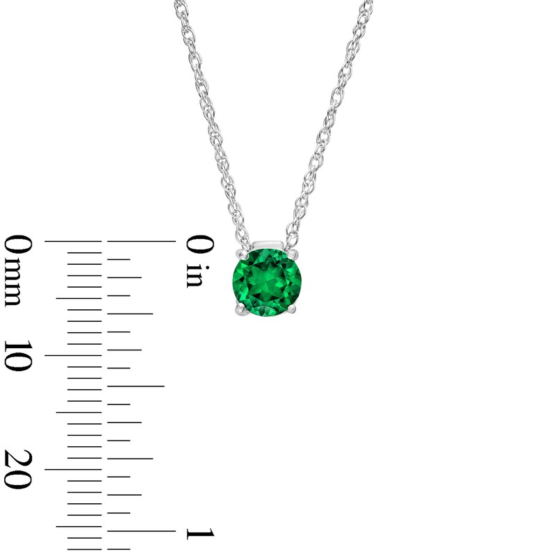 Lab-Created Emerald Solitaire Pendant in Sterling Silver