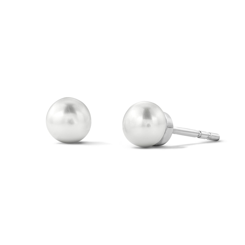 Main Image 1 of Freshwater Cultured Pearl Solitaire Stud Earrings in Sterling Silver