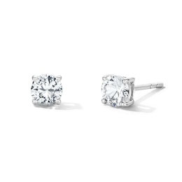 White Lab-Created Sapphire Solitaire Stud Earrings in Sterling Silver