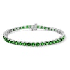 Thumbnail Image 1 of Lab-Created Emerald Tennis Bracelet in Sterling Silver - 7.5”