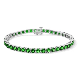 Lab-Created Emerald Tennis Bracelet in Sterling Silver - 7.5”