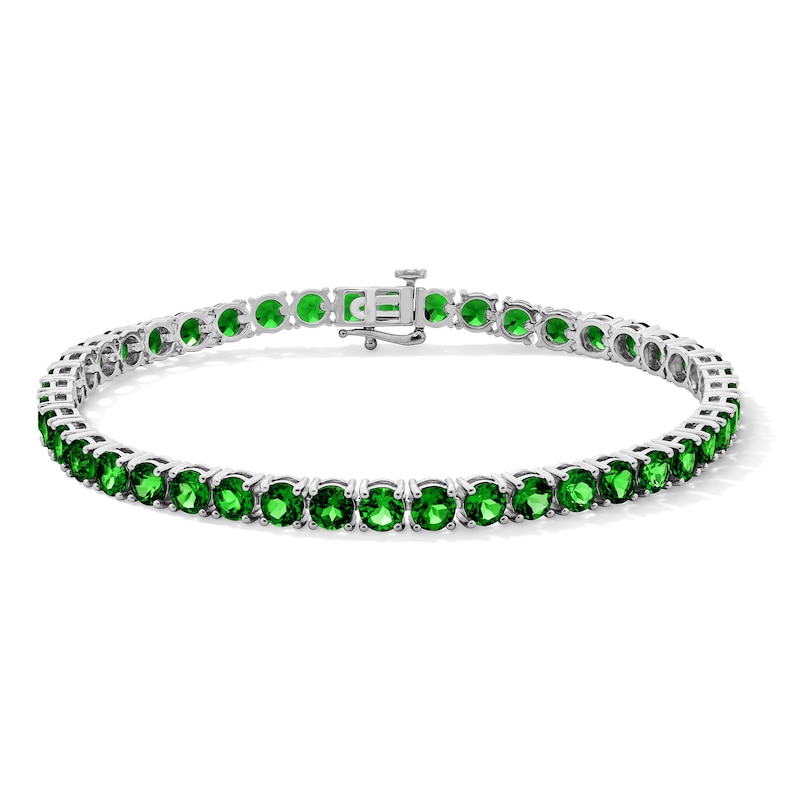 Lab-Created Emerald Tennis Bracelet in Sterling Silver - 7.5"