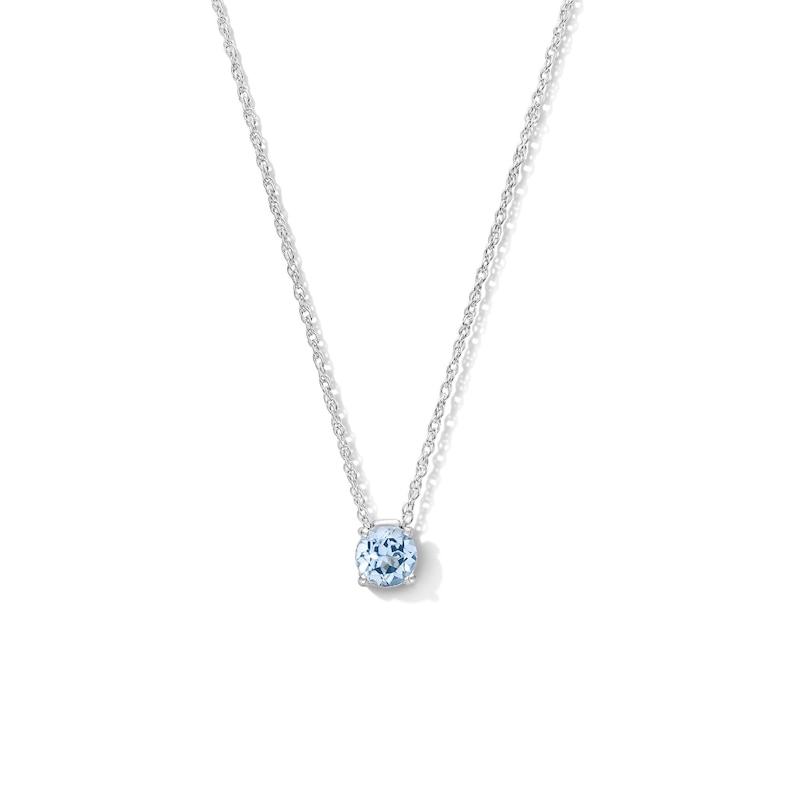 Blue Lab-Created Spinel Solitaire Pendant in Sterling Silver