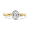 Thumbnail Image 1 of 0.40 CT. T.W. Oval Canadian Certified Centre Diamond Frame Engagement Ring in 10K Gold (I/SI2)
