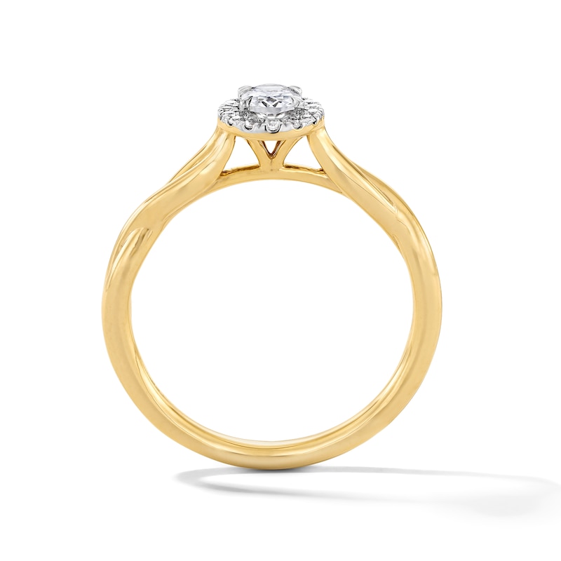 Main Image 3 of 0.40 CT. T.W. Oval Canadian Certified Centre Diamond Frame Engagement Ring in 10K Gold (I/SI2)