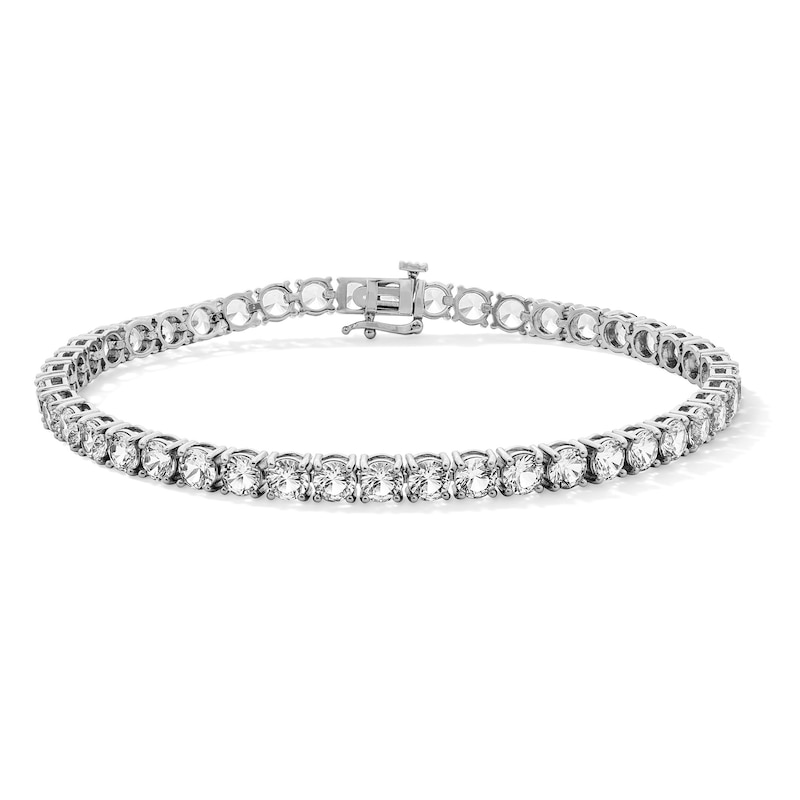 Main Image 1 of White Lab-Created Sapphire Tennis Bracelet in Sterling Silver - 7.5”