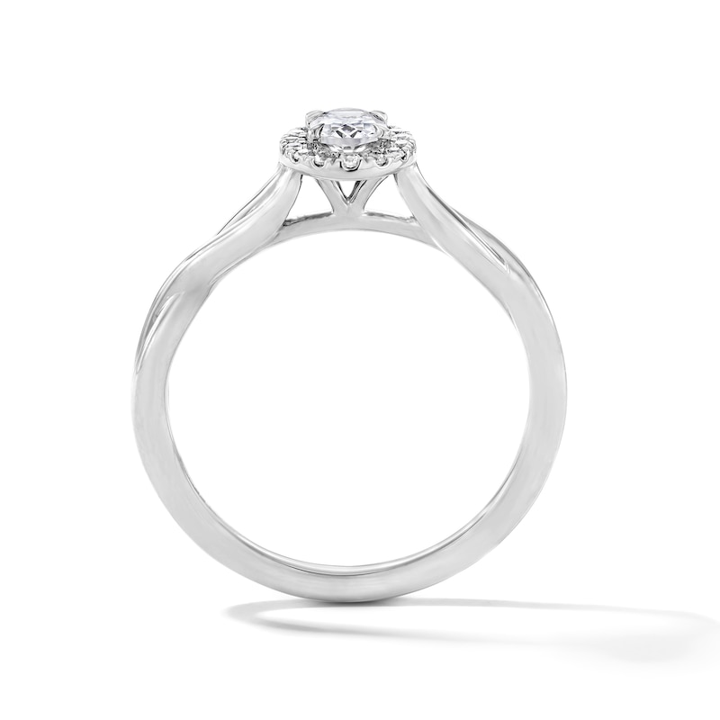 Main Image 3 of 0.40 CT. T.W. Oval Canadian Certified Centre Diamond Frame Engagement Ring in 10K White Gold (I/SI2)
