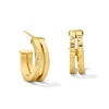 Thumbnail Image 1 of Textured Split J-Hoop Earrings in Solid 10K Gold
