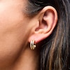Thumbnail Image 2 of Textured Split J-Hoop Earrings in Solid 10K Gold