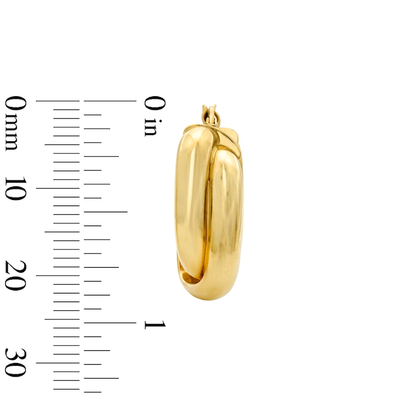 Crossover Tube Hoop Earrings in Hollow 10K Gold