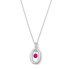 Thumbnail Image 1 of Lab-Created Ruby and White Lab-Created Sapphire Oval-Frame Dangle Pendant in Sterling Silver
