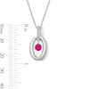 Thumbnail Image 2 of Lab-Created Ruby and White Lab-Created Sapphire Oval-Frame Dangle Pendant in Sterling Silver