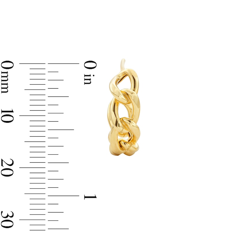 Chain Link J-Hoop Earrings in Hollow 10K Gold