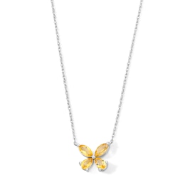 Marquise-Cut and Pear-Shaped Citrine Butterfly Necklace in Sterling Silver
