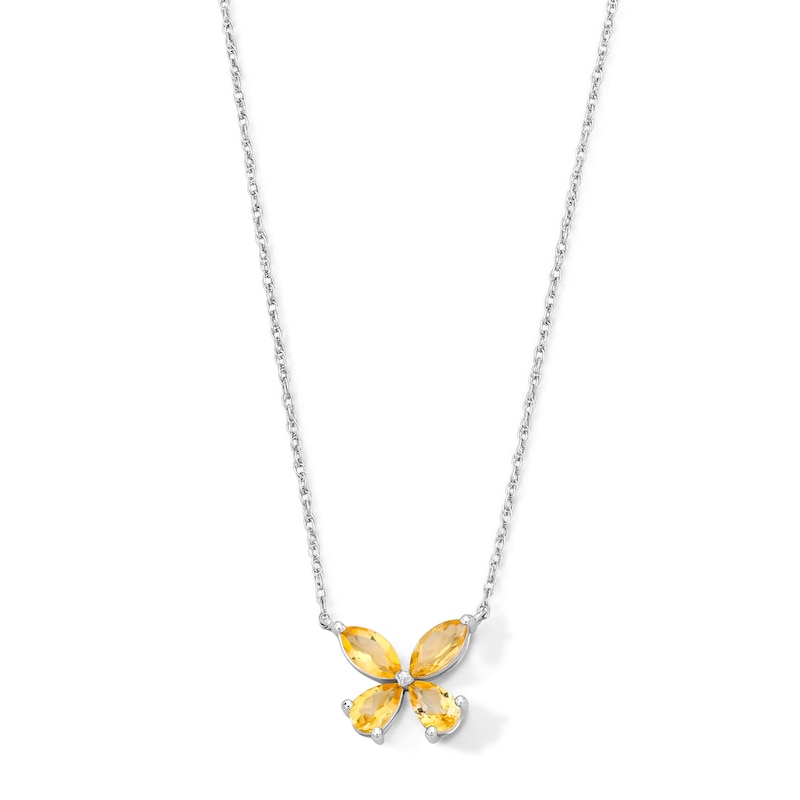Main Image 1 of Marquise-Cut and Pear-Shaped Citrine Butterfly Necklace in Sterling Silver