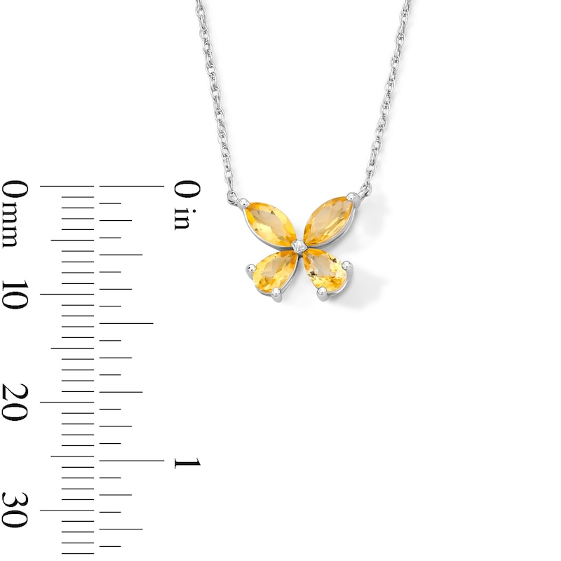 Main Image 2 of Marquise-Cut and Pear-Shaped Citrine Butterfly Necklace in Sterling Silver