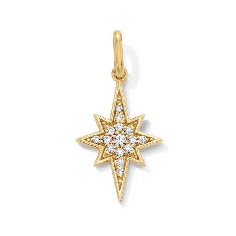 Main Image 1 of 0.10 CT. T.W. Certified Lab-Grown Diamond Starburst Necklace Charm in Sterling Silver with 18K Gold Plate (F/SI2)