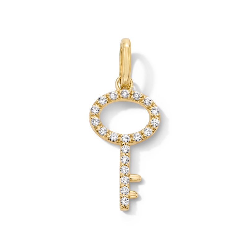 Main Image 1 of 0.09 CT. T.W. Certified Lab-Grown Diamond Key Necklace Charm in Sterling Silver with 18K Gold Plate (F/SI2)