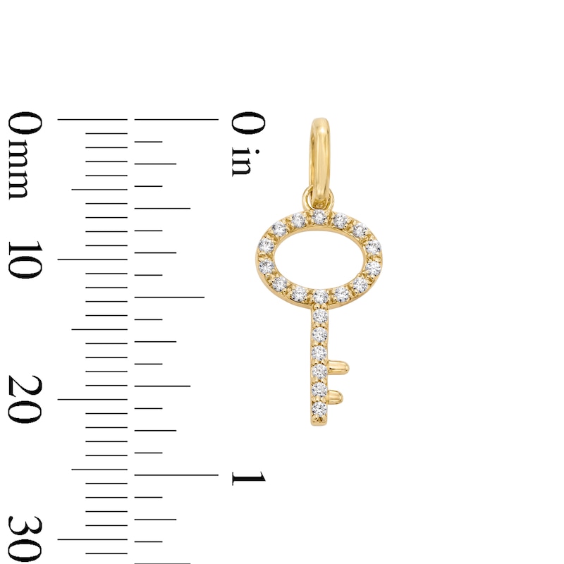 Main Image 2 of 0.09 CT. T.W. Certified Lab-Grown Diamond Key Necklace Charm in Sterling Silver with 18K Gold Plate (F/SI2)