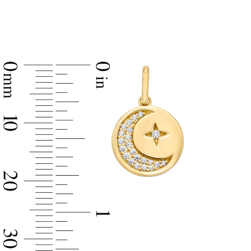 Main Image 2 of 0.09 CT. T.W. Certified Lab-Grown Diamond Moon and Star Disc Charm in Sterling Silver with 18K Gold Plate (F/SI2)