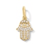 Thumbnail Image 1 of 0.10 CT. T.W. Certified Lab-Grown Diamond Hamsa Necklace Charm in Sterling Silver with 18K Yellow Plate (F/SI2)