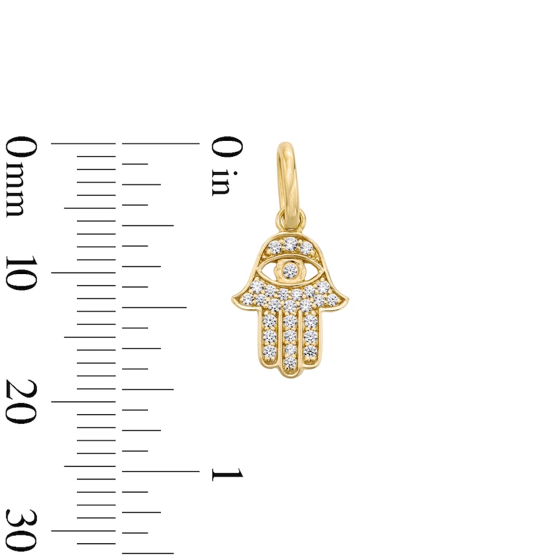 Main Image 2 of 0.10 CT. T.W. Certified Lab-Grown Diamond Hamsa Necklace Charm in Sterling Silver with 18K Yellow Plate (F/SI2)