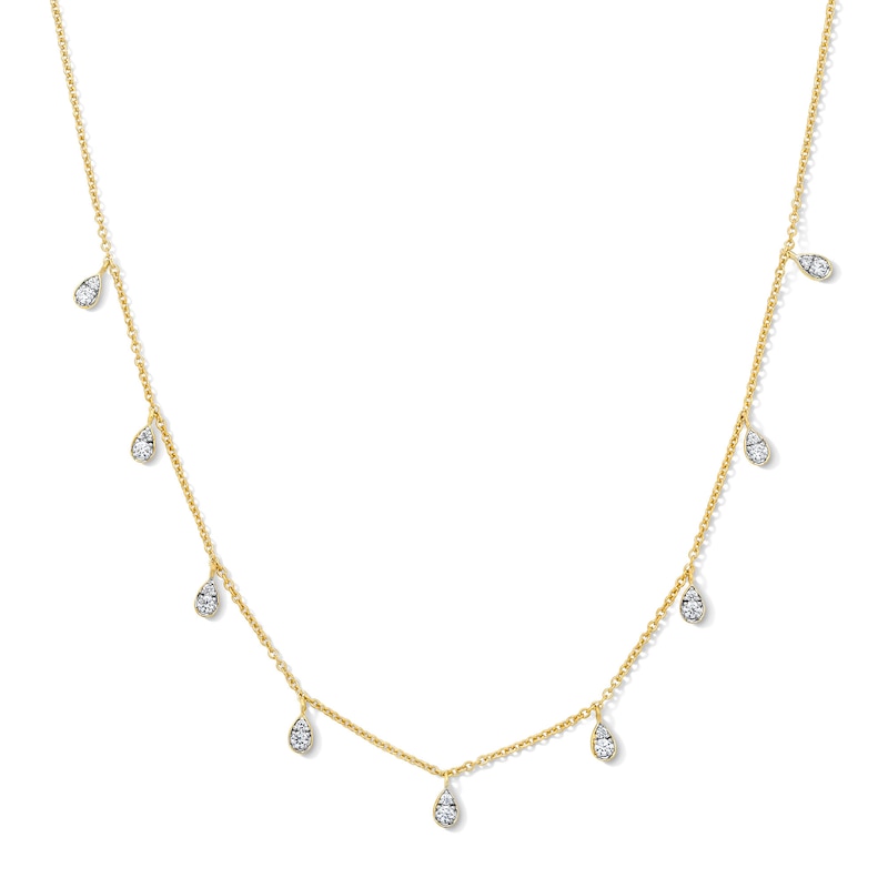 0.37 CT. T.W. Certified Lab-Grown Diamond Pavé Dangle Station Pendant in 18K Gold (F/VS2)