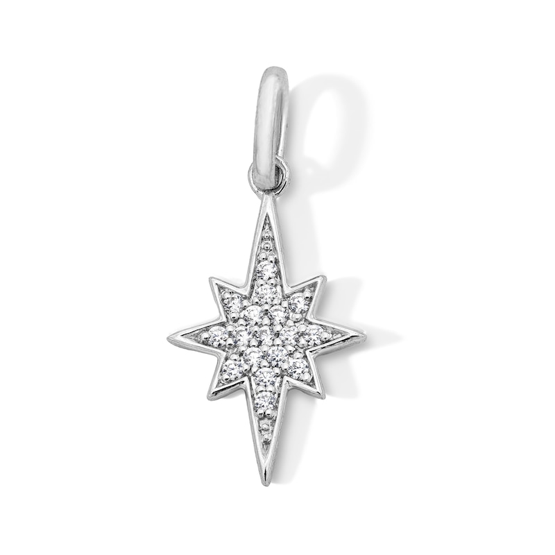 Main Image 1 of 0.10 CT. T.W. Certified Lab-Grown Diamond Starburst Necklace Charm in Sterling Silver (F/SI2)