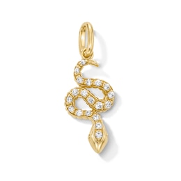 0.09 CT. T.W. Certified Lab-Grown Diamond Snake Necklace Charm in Sterling Silver with 18K Gold Plate (F/SI2)