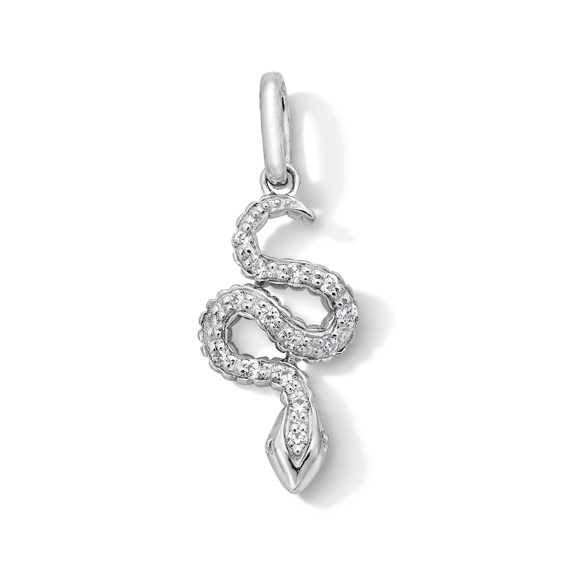 Main Image 1 of 0.09 CT. T.W. Certified Lab-Grown Diamond Snake Necklace Charm in Sterling Silver (F/SI2)