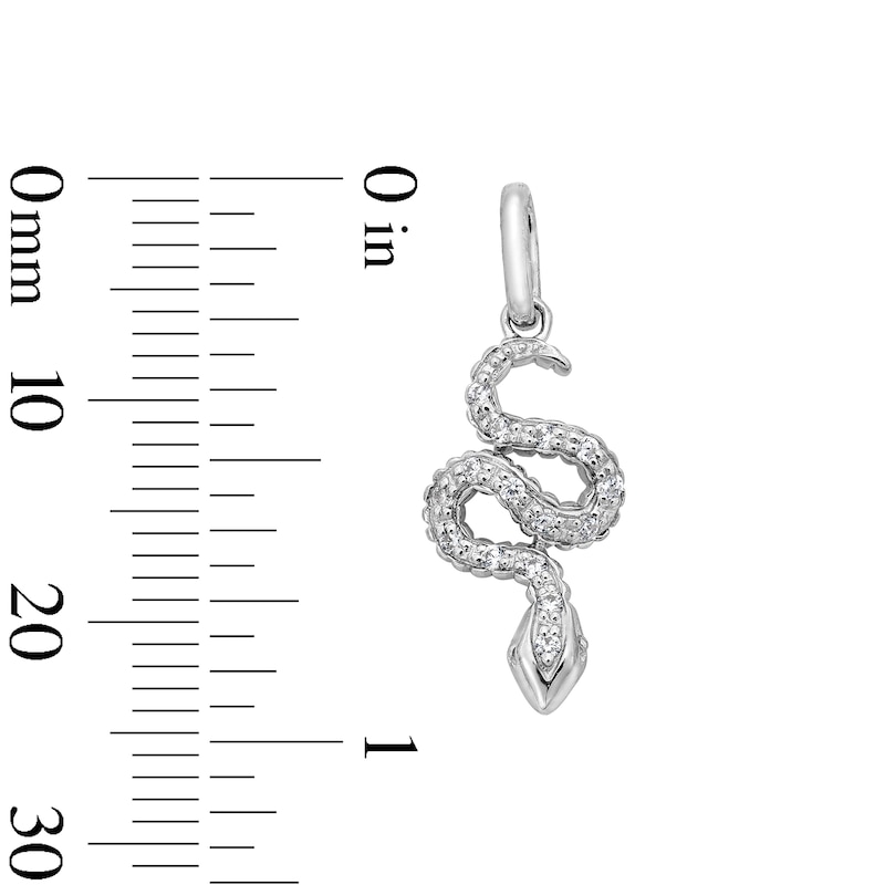 Main Image 2 of 0.09 CT. T.W. Certified Lab-Grown Diamond Snake Necklace Charm in Sterling Silver (F/SI2)