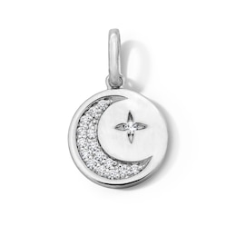 0.09 CT. T.W. Certified Lab-Grown Diamond Moon and Star Disc Charm in Sterling Silver (F/SI2)