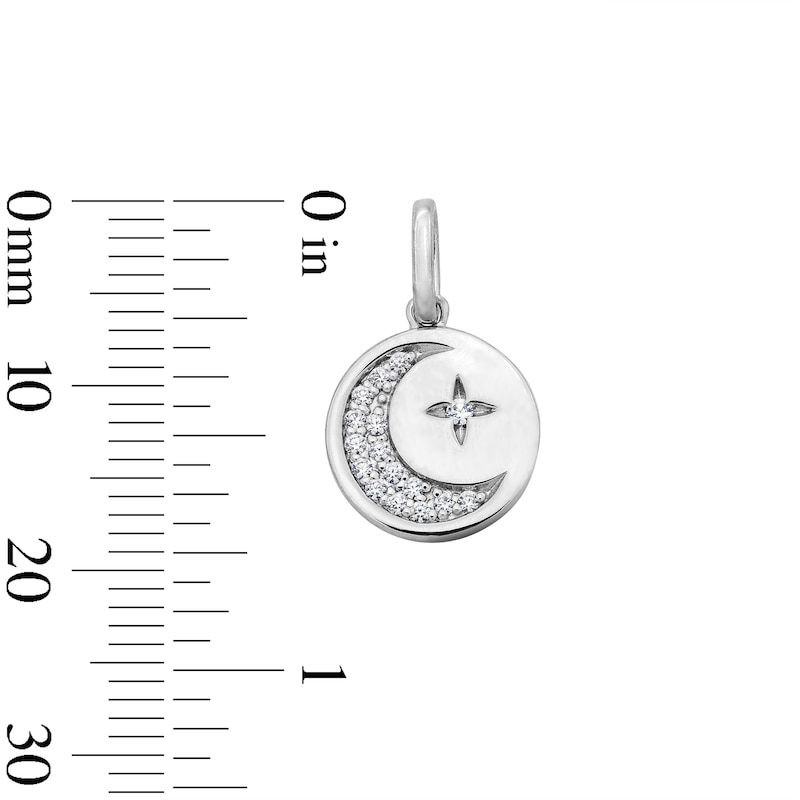 Main Image 2 of 0.09 CT. T.W. Certified Lab-Grown Diamond Moon and Star Disc Charm in Sterling Silver (F/SI2)