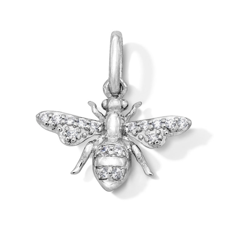 Main Image 1 of 0.09 CT. T.W. Certified Lab-Grown Diamond Bee Necklace Charm in Sterling Silver (F/SI2)