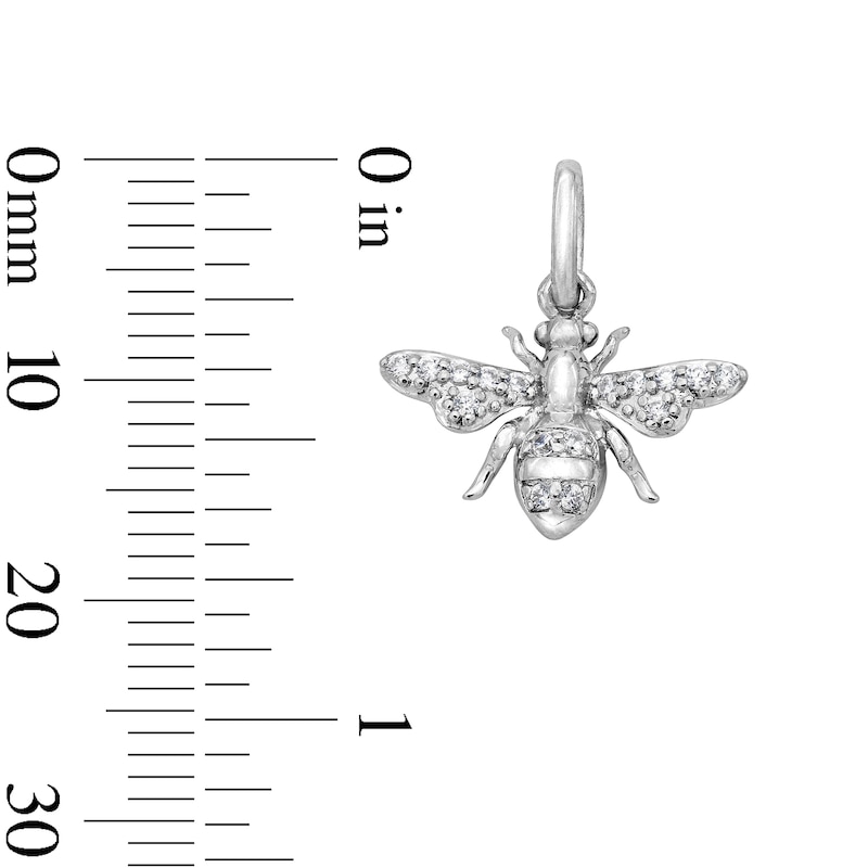 Main Image 2 of 0.09 CT. T.W. Certified Lab-Grown Diamond Bee Necklace Charm in Sterling Silver (F/SI2)