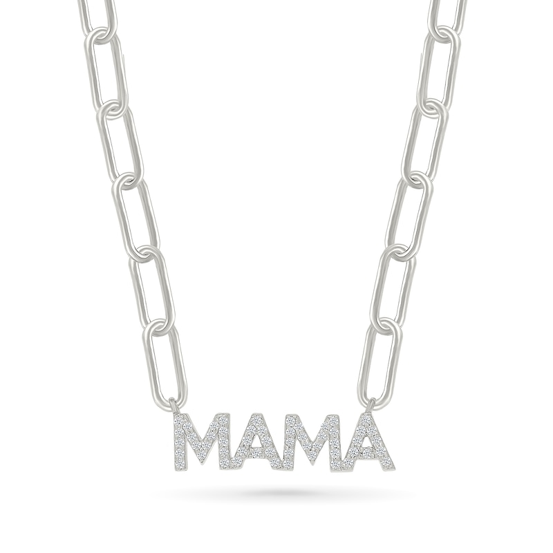 0.23 CT. T.W. Certified Lab-Grown Diamond "Mama" Necklace in Sterling Silver (I/SI2)t.