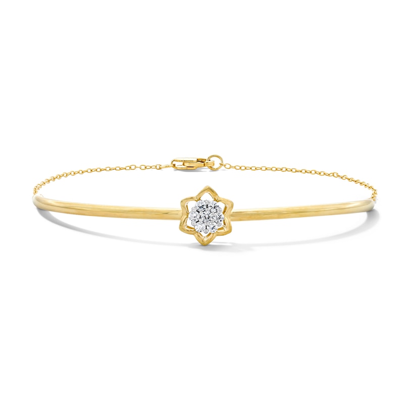 0.18 CT. T.W. Certified Lab-Grown Diamond Flower Bar Bracelet in 18K Gold (F/VS2)