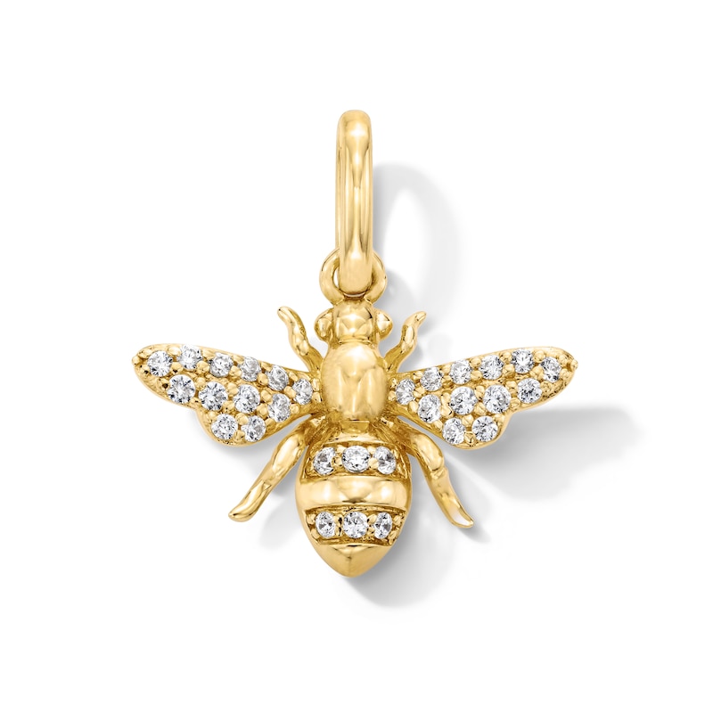 Main Image 1 of 0.09 CT. T.W. Certified Lab-Grown Diamond Bee Necklace Charm in Sterling Silver with 18K Gold Plate (F/SI2)