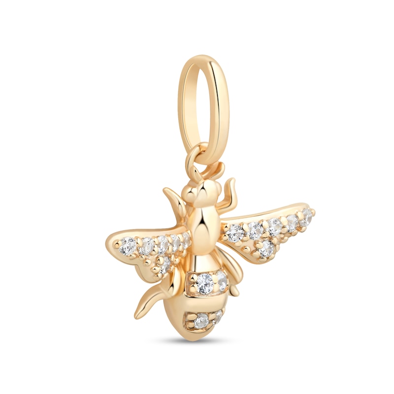 0.09 CT. T.W. Certified Lab-Grown Diamond Bee Necklace Charm in Sterling Silver with 18K Gold Plate (F/SI2)