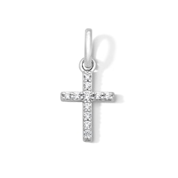 0.09 CT. T.W. Certified Lab-Grown Diamond Cross Necklace Charm in Sterling Silver (F/SI2)