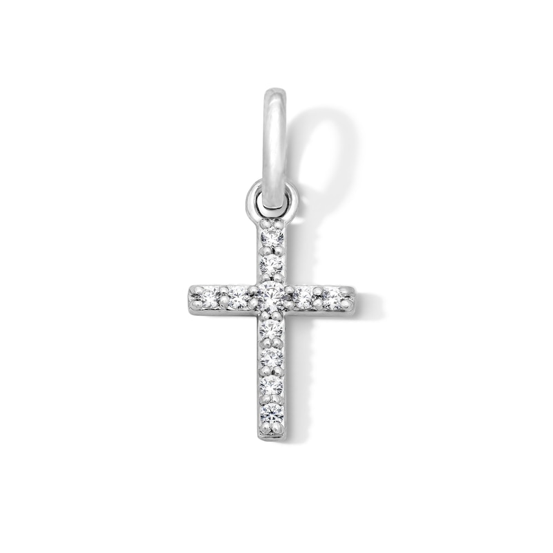 Main Image 1 of 0.09 CT. T.W. Certified Lab-Grown Diamond Cross Necklace Charm in Sterling Silver (F/SI2)