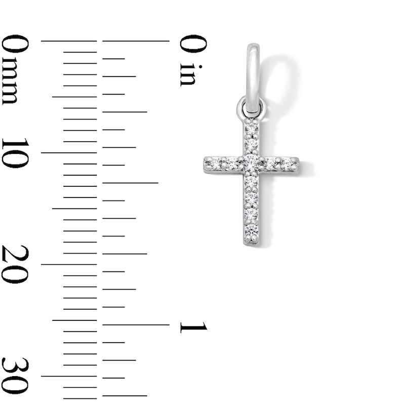 Main Image 2 of 0.09 CT. T.W. Certified Lab-Grown Diamond Cross Necklace Charm in Sterling Silver (F/SI2)