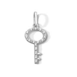0.09 CT. T.W. Certified Lab-Grown Diamond Key Necklace Charm in Sterling Silver (F/SI2)