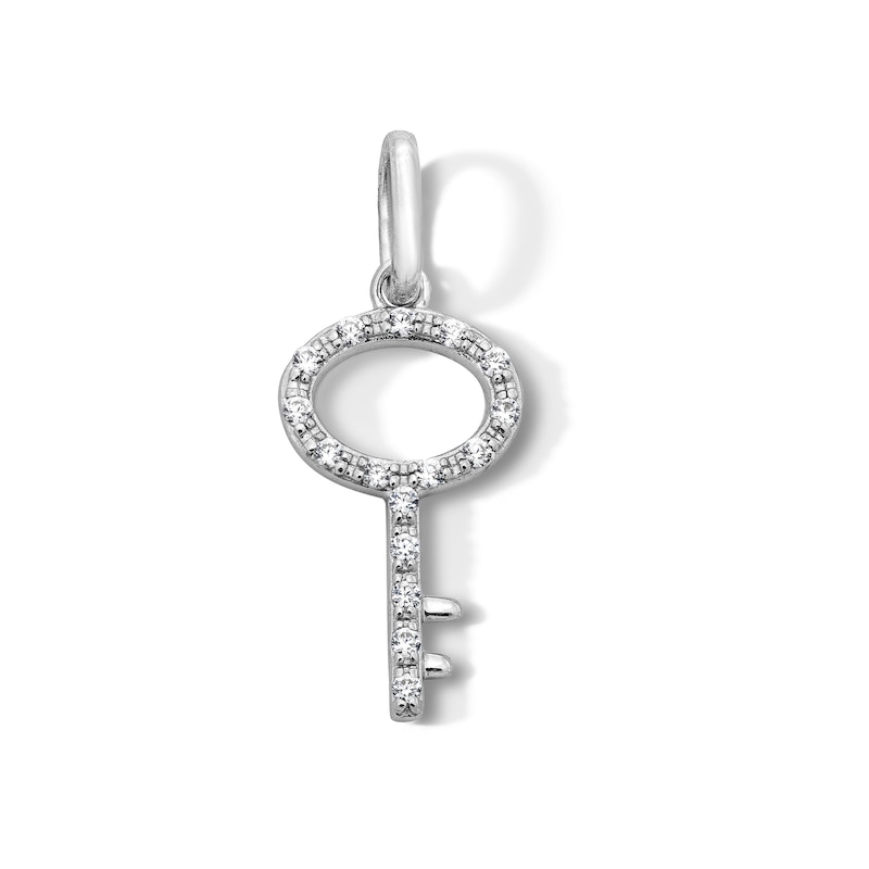 Main Image 1 of 0.09 CT. T.W. Certified Lab-Grown Diamond Key Necklace Charm in Sterling Silver (F/SI2)
