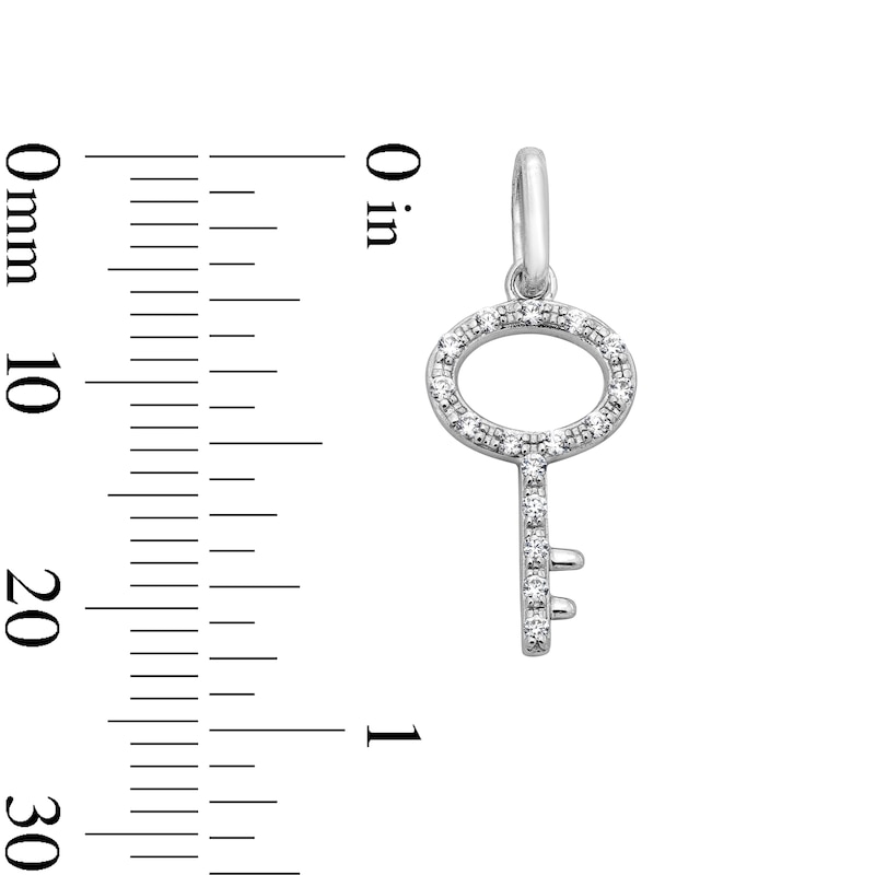 Main Image 2 of 0.09 CT. T.W. Certified Lab-Grown Diamond Key Necklace Charm in Sterling Silver (F/SI2)