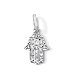 0.10 CT. T.W. Certified Lab-Grown Diamond Hamsa Necklace Charm in Sterling Silver (F/SI2)