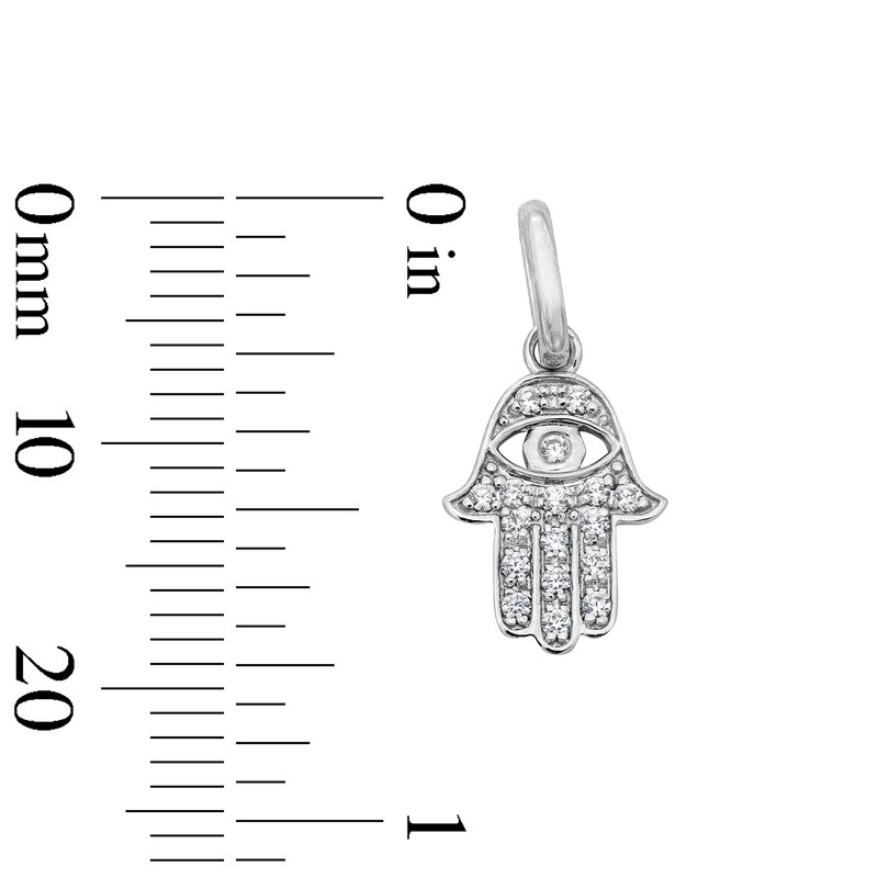 Main Image 2 of 0.10 CT. T.W. Certified Lab-Grown Diamond Hamsa Necklace Charm in Sterling Silver (F/SI2)