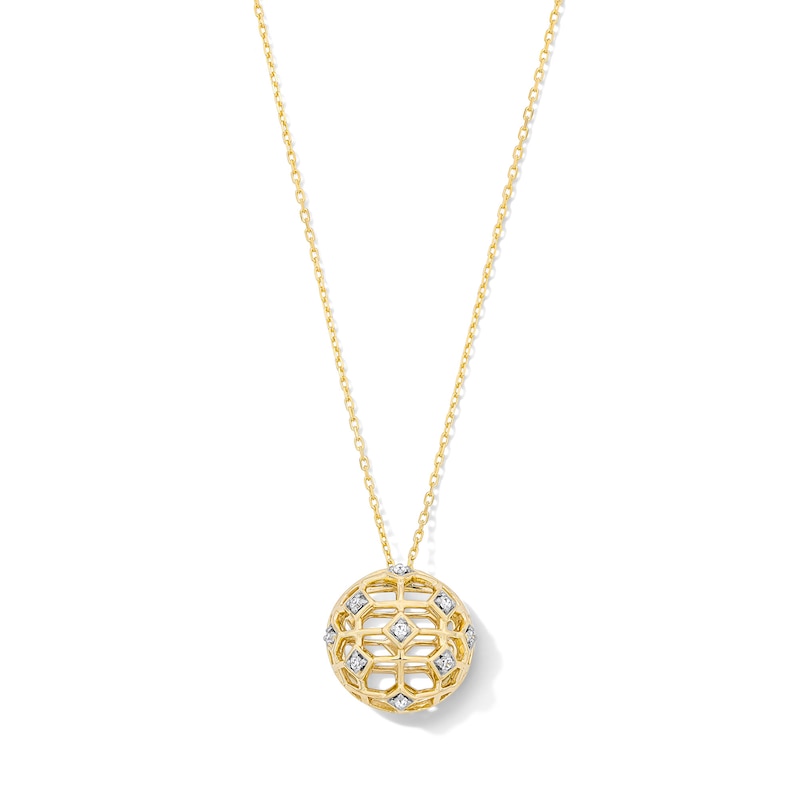 0.07 CT. T.W. Certified Lab-Grown Diamond Openwork Domed Pendant in 18K Gold (F/VS2)