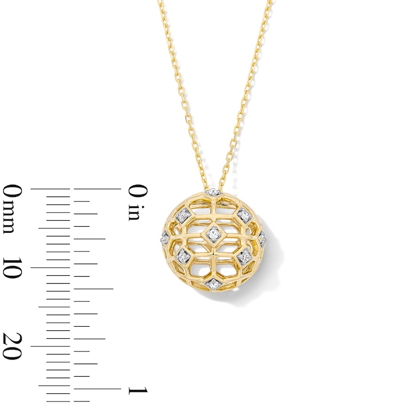 0.07 CT. T.W. Certified Lab-Grown Diamond Openwork Domed Pendant in 18K Gold (F/VS2)