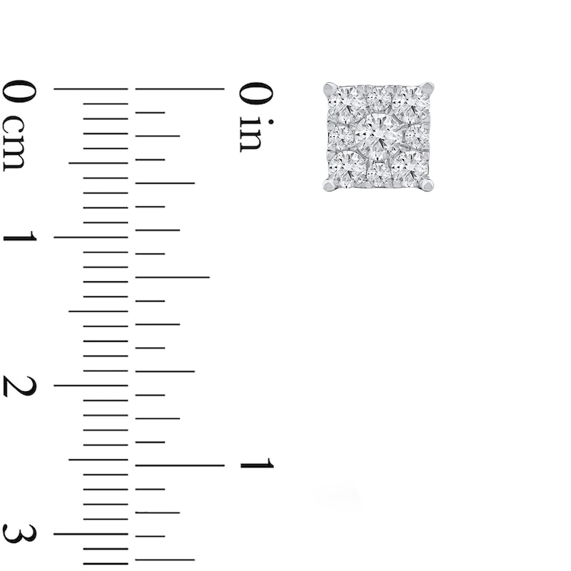 0.69 CT. T.W. Certified Lab-Grown Diamond Frame Square Stud Earrings in 10K Gold (F/SI2